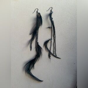 Cookie Lee Black Feather Earrings